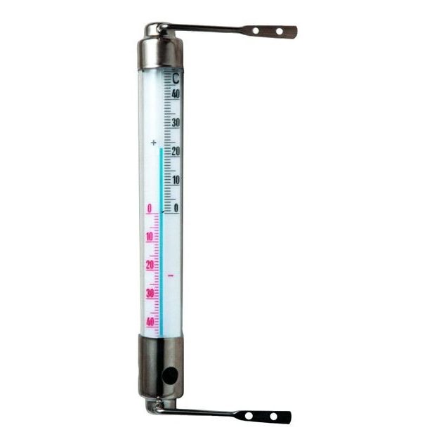 teploměr 18x2cm okenní, +40°C+50°C, kov.