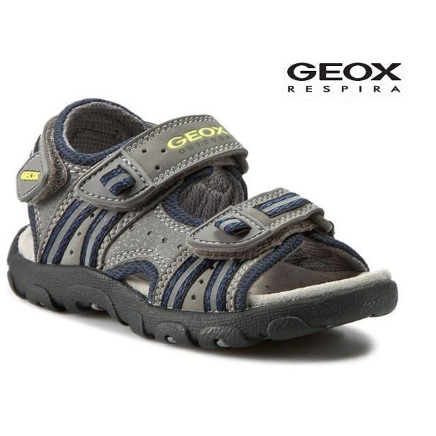 Dětské letní boty GEOX JR SANDAL STRADA GREY/NAVY