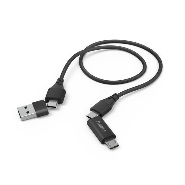 Hama USB kabel 4v1: USB-C, USB-A - USB-C, micro-USB, 1,5 m