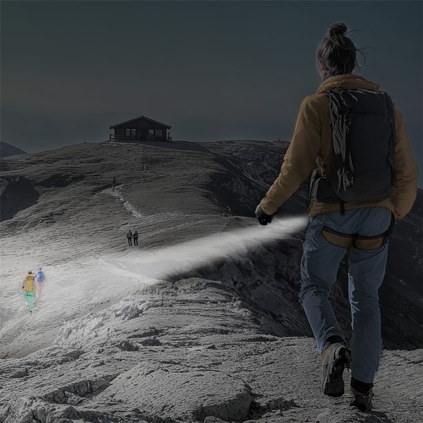 Hama FLX350, LED svítilna, hliníková, 350 lm / 230 m, 4 režimy+SOS, IP44, zoom, karabinka, baterie