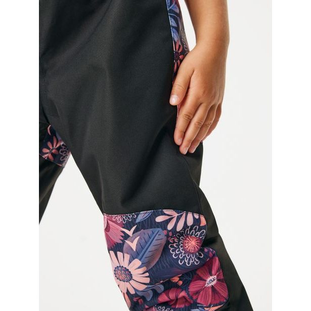 Unuo Dětské zimní rostoucí oteplovačky Polar, Černá, Kouzelné květiny