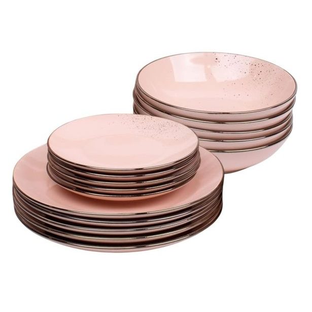 HIT Jídelní sada talířů 18 ks Lucca růžová HT-24327468