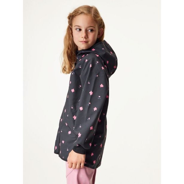 Unuo, Dětská softshellová bunda s fleecem Basic, Černá, Květiny