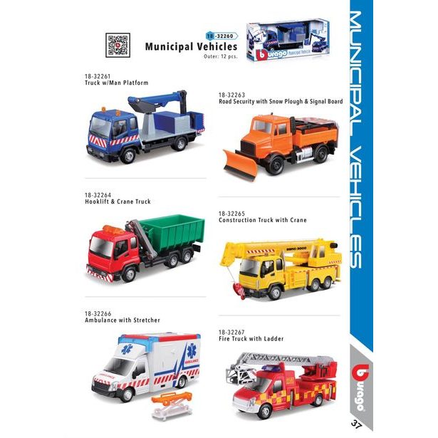 Bburago 1:43 Servisné vozidlá assort 6 druhov (12ks)