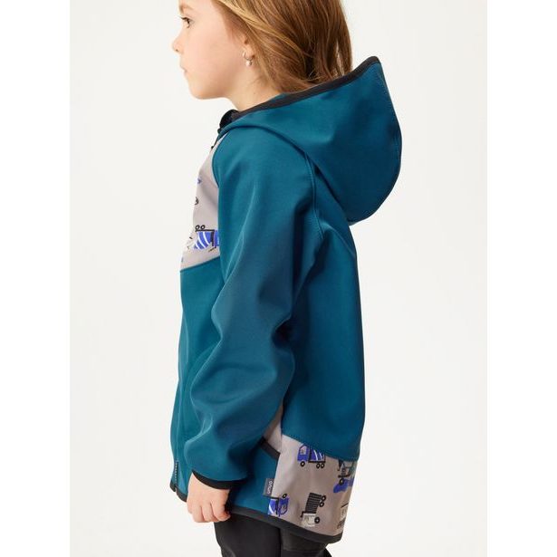 Unuo Dětská softshellová bunda s fleecem Basic, Kobaltová, Bagr