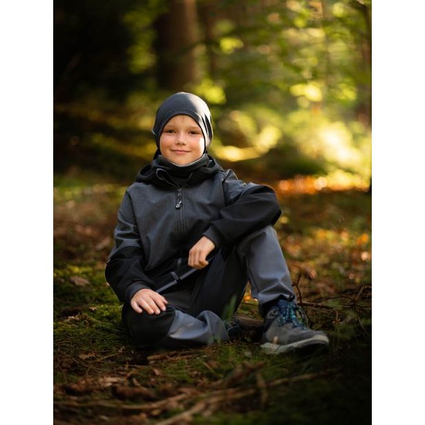 Unuo, Dětské softshellové kalhoty s fleecem Street Strong, Tm. Šedá