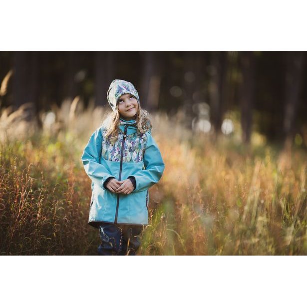 Unuo, Dětská softshellová bunda s fleecem, Sv. Smaragdová, Kouzelné stromy