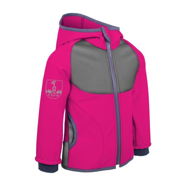 unuo Softshellová bunda s fleecem DUO fuchsiová + reflexní obrázek Evžen (Unuo softshell jacket)