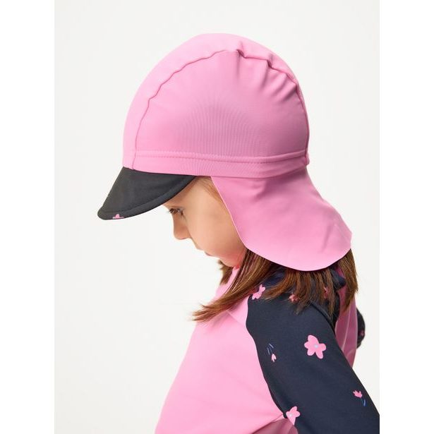 Unuo, Dětská kšiltovka s plachetkou a UV ochranou 50+, Růžová, Květiny