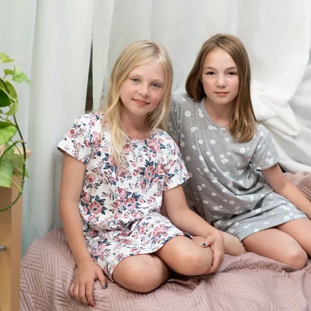 ESITO Dívčí noční košile Království sedmikrásek - šedá