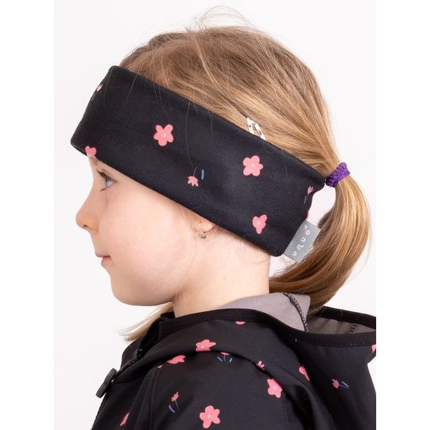 Unuo, Dětská čelenka fleecová Elise, Černá, Květiny