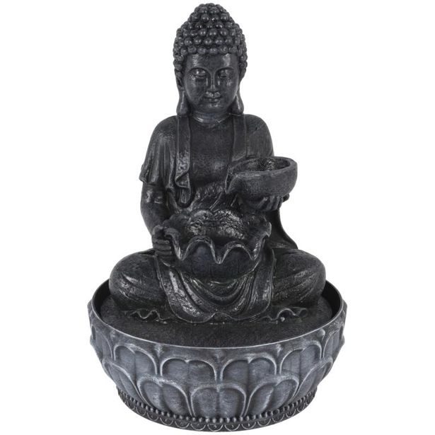 HOMESTYLING Fontána pokojová s LED osvětlením 29 cm Budha černá KO-795202330cern