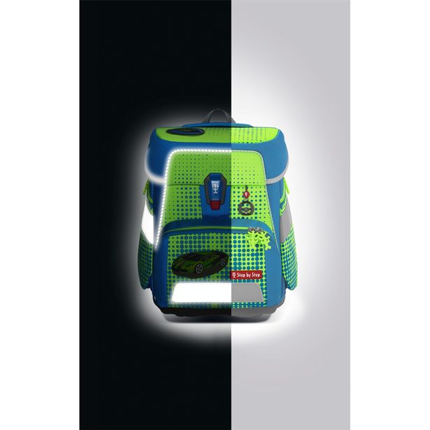 Školní aktovka Step by Step SPACE NEON, Race Car Chuck - 5 dílný set, AGR certifikát