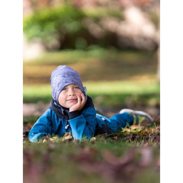 Unuo, Dětská softshellová bunda s fleecem Street, Kobaltová, Hory kluk