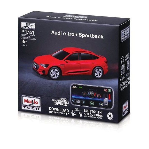 Maisto Maisto RC - 1:41 DIE-CAST METAL se světly, Audi e-tron Sportback, červená, XTR, Bluetooth 5.0, USB,