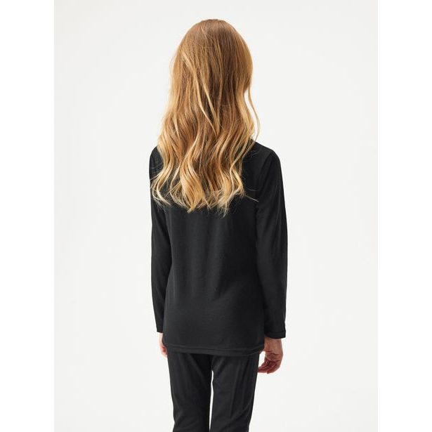 Unuo Dětské merino triko s dlouhým rukávem, Černá