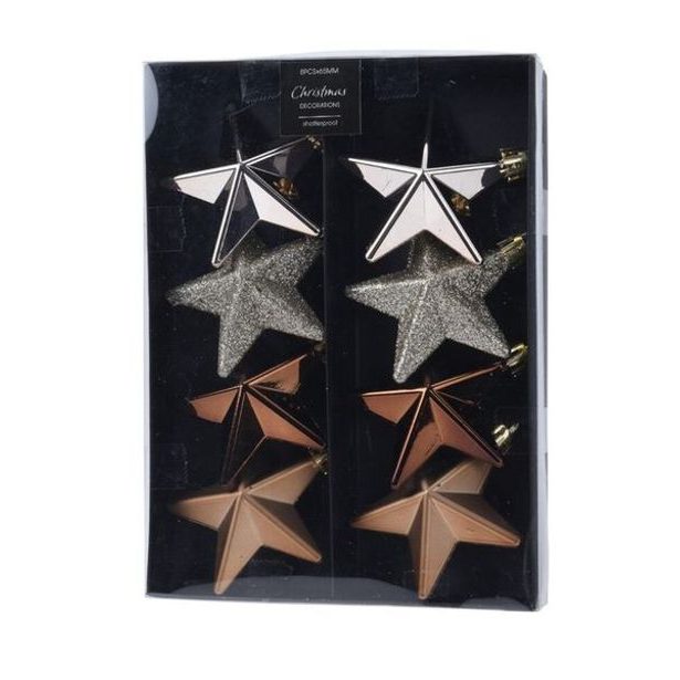 dekorace ván. 6,5cm Hvězda- 8ks, 4dekor
