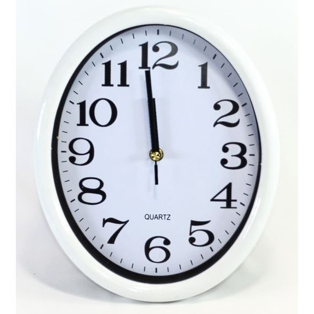 hodiny 28x23cm, ovál, bílý rám