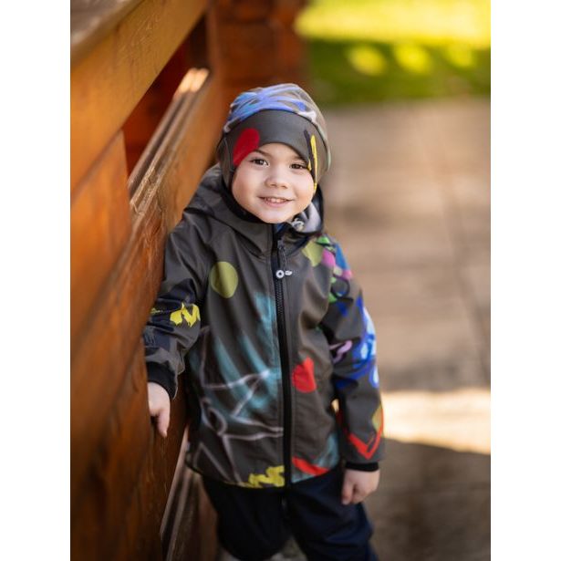 Unuo, Dětská čepice fleecová Sport, Khaki, Fantazie