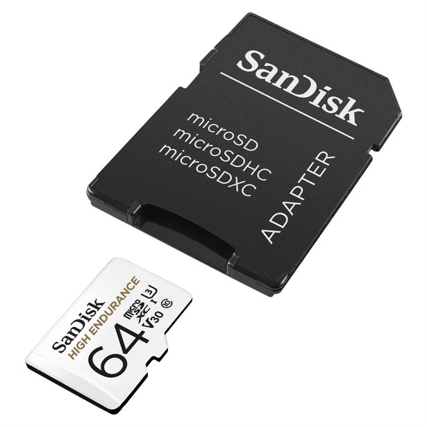 SanDisk microSDHC High Endurance Video 64 GB C 10 U3 V30, adaptér