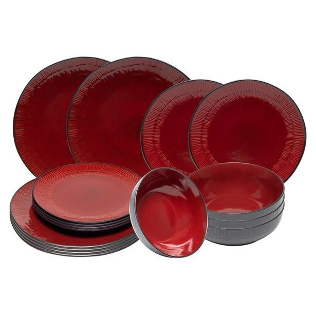 HIT JÍDELNÍ SOUPRAVA RHODES GLAZURA ČERVENÁ 18 KS_hamashop