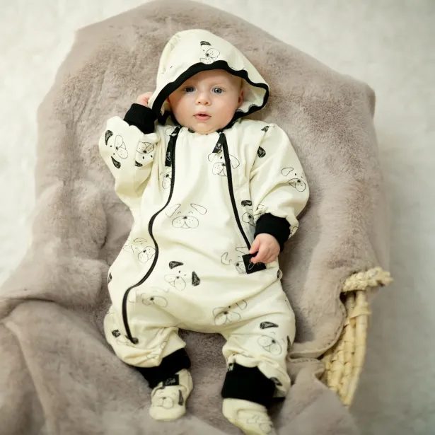 ESITO Teplákový overal rostoucí Tlapka - smetanová