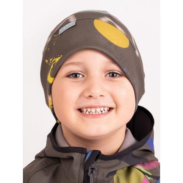 Unuo, Dětská čepice fleecová Sport, Khaki, Fantazie