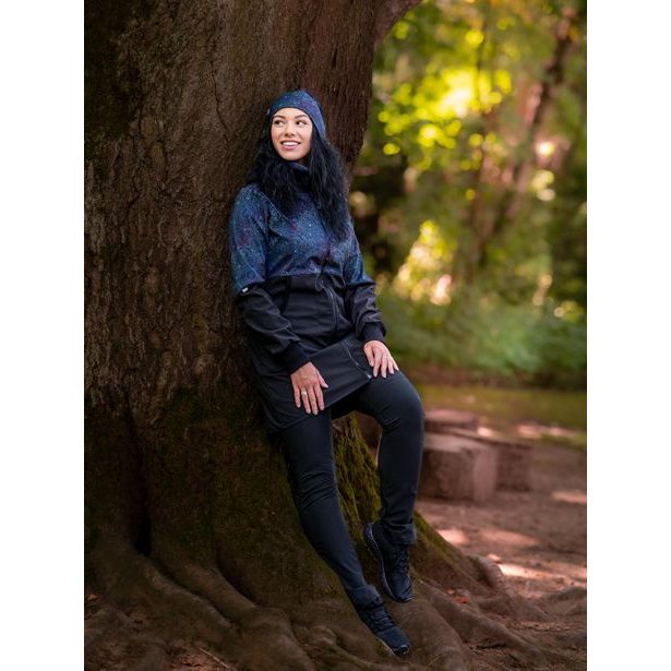 Unuo, Dámský softshellový kabát s fleecem, Černá, Temná mandala