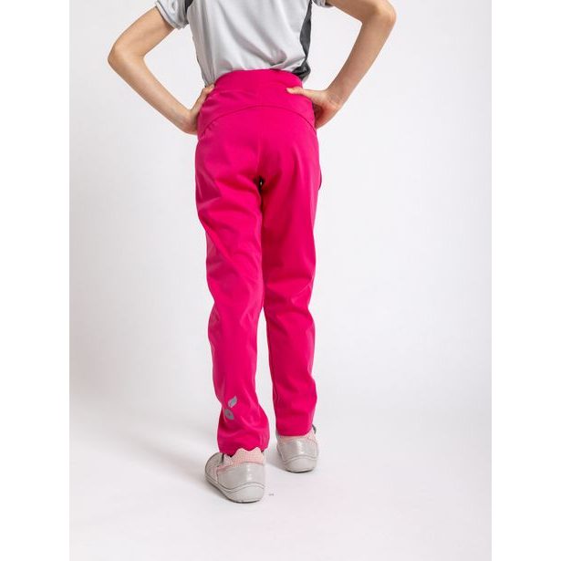 Unuo, Dětské softshellové kalhoty bez zateplení pružné Sporty, Fuchsiová
