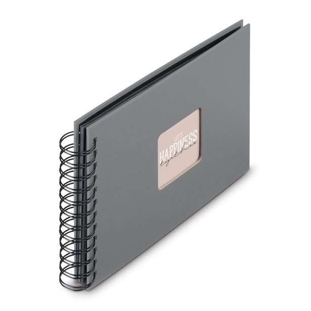 Hama album klasické spirálové FINE ART 24x17 cm, 50 stran, kamenná šedá, černé listy