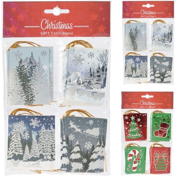 jmenovky vánoční cm, 16ks, na dárky, 2druhy