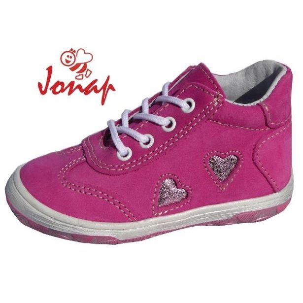 Dětská kožená obuv JONAP 029N Srdce růžová