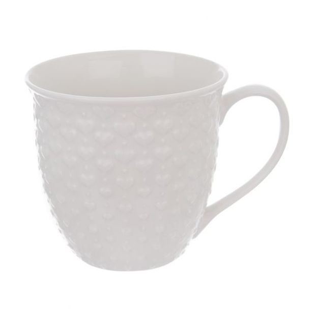 hrnek 580ml SRDCE bílý, d11x10,5cm, keramika