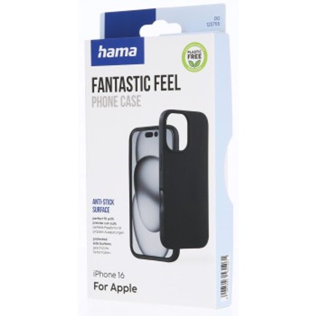 Hama Fantastic Feel, kryt pro Apple iPhone 16, hebký povrch, černý