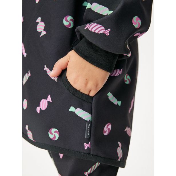 Dětská softshellová bunda s fleecem Basic, Černá, Bonbony