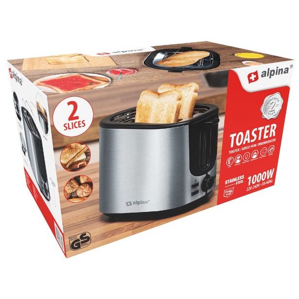 ALPINA Topinkovač na 2 topinky nerez ocel 1000W ED-247350