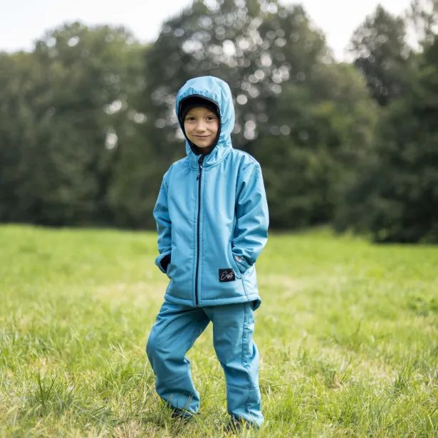 ESITO Dětská zimní softshellová bunda s beránkem Petrol - petrolejová