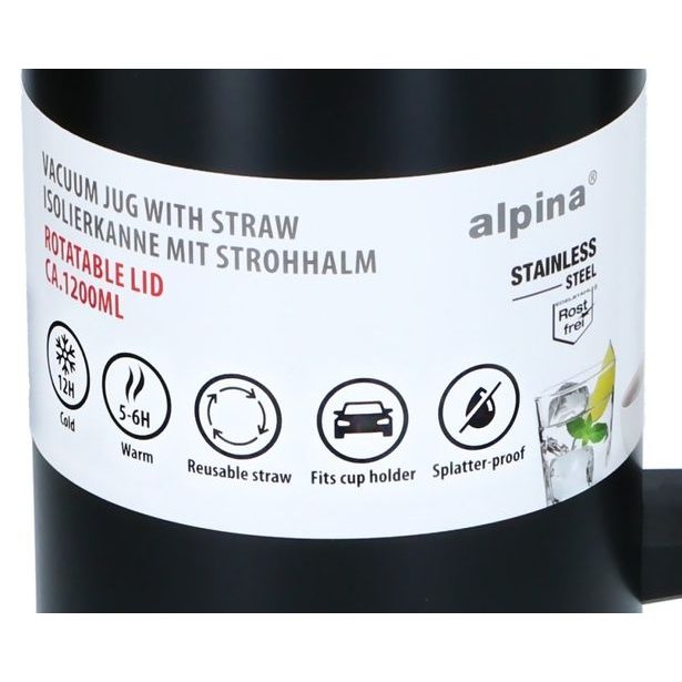 ALPINA Termohrnek dvoustěnný z nerezové oceli 1,2 l černá ED-227090cern