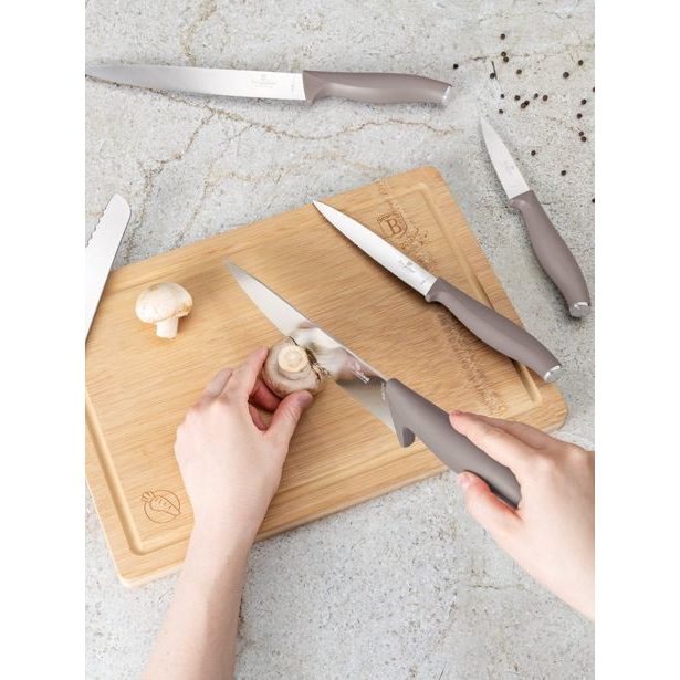 BERLINGERHAUS Sada nožů s prkénkem 6 ks Taupe Collection BH-2967