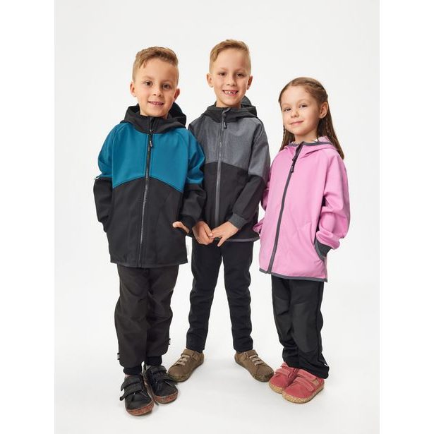 Unuo, Dětská softshellová bunda bez zateplení Street, Černá, Žíhaná Antracitová