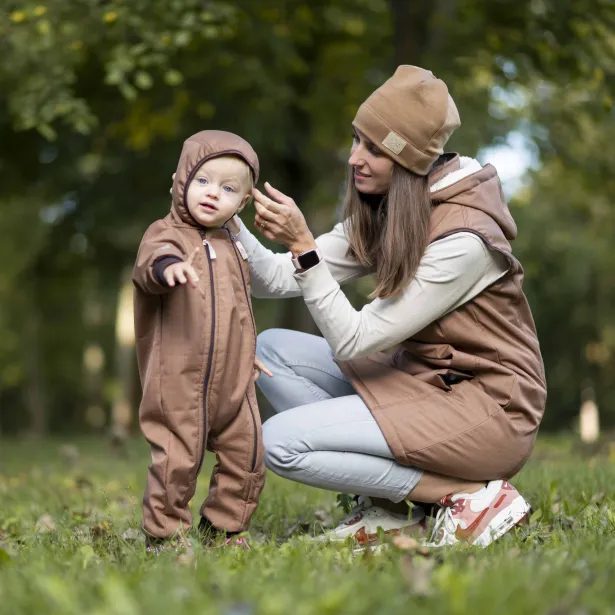 ESITO Rostoucí zimní softshellová kombinéza Lamb Brown - hnědá
