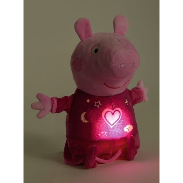 Peppa Pig 2v1 plyšový usínáček, hrající + světlo, růžový, 25 cm