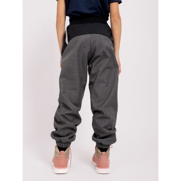 Unuo, Dětské softshellové oteplovačky se sherpou Light, Šedá Žíhaná, Černá Źíhaná