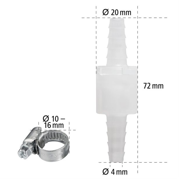 Xavax ventil zabraňující zpětnému toku chodu, pro pračky/sušičky, včetně 2 spon/objímek