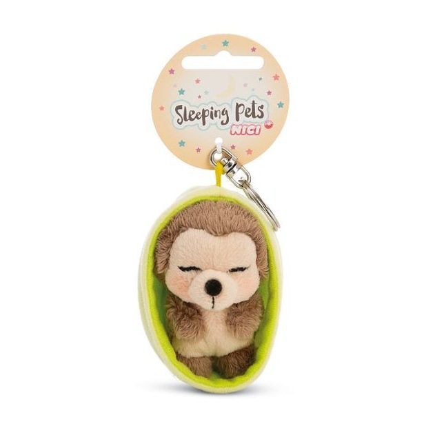NICI NICI klíčenka spící Ježek 8cm, světle zelený košík, GREEN