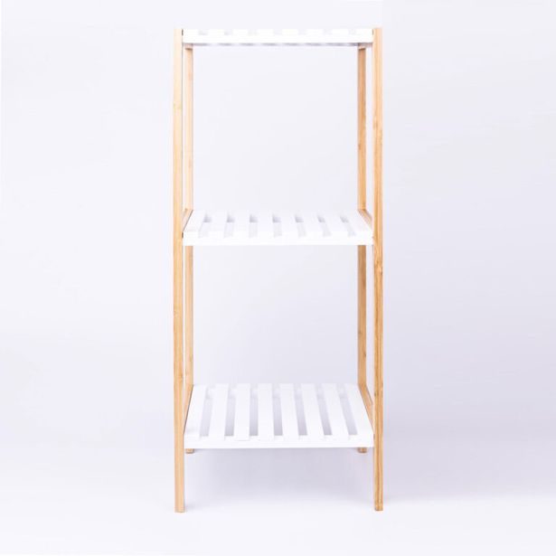 HOMESTYLING Policový regál do koupelny dřevěný 79 cm KO-784200930