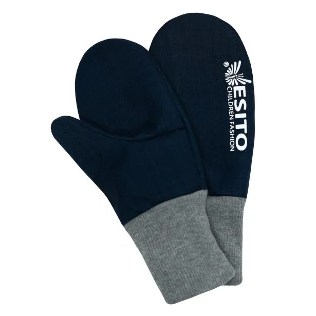ESITO Zimní palcové rukavice softshell s beránkem Navy Blue