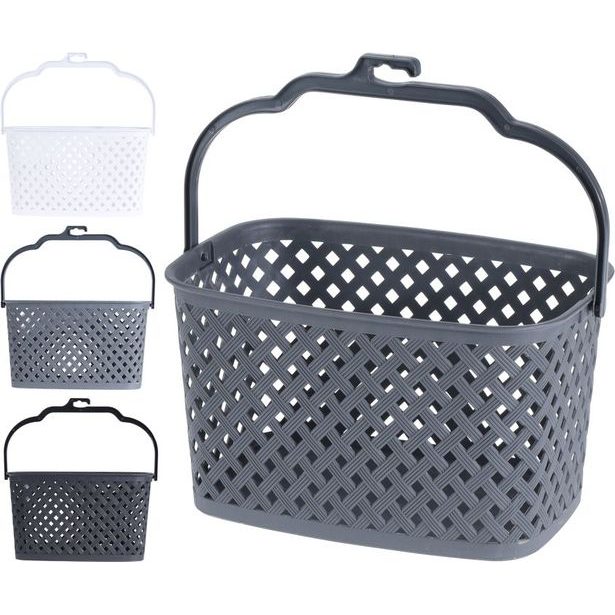 košík na kolíčky 21x14x13cm,šedý,bílý,černý