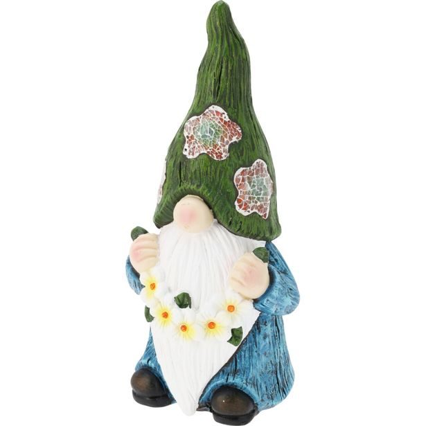 PROGARDEN Zahradní dekorace trpaslík se solárním světlem 40,5 cm zelená čepice KO-095241740