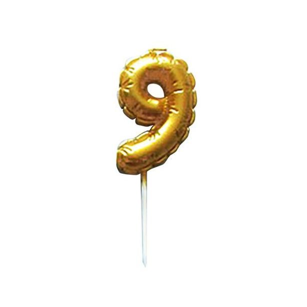 TORO SVÍČKA BALÓNEK "9" 3,7X5,9CM ZÁPICH DO DORTU ZLATÁ_hamashop